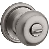 Kwikset Hancock Interior Privacy Door Knob with Lock, Door Handle For Bathroom and Bedroom, Satin Nickel Keyless Turn Lock Do