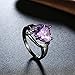 FENDINA Black Gold 18K Wedding Ring Heart Emerald Dark Purple Amethyst Inlay Fashion Ruby CZ Created Ring Engagement, Size 8