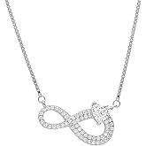 Rosec Jewels Certified 2 Carat Cubic Zirconia Infinity Heart Necklace With Silver Chain, Aaaa Quality - Romantic Gift For Her