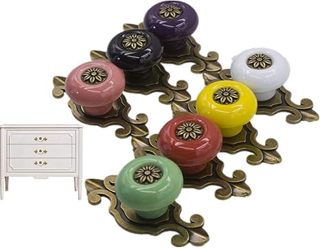 LIQING TüRgriffe Aus Keramik,7 StüCk Gemischte Mehrfarbige Vintage