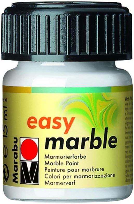 Marabu Easy Marble Jar 15ml With Dropper Cap-White, Paint, 4.8 x 3 x 3.2 cm, 15 ml (Pack of 1)