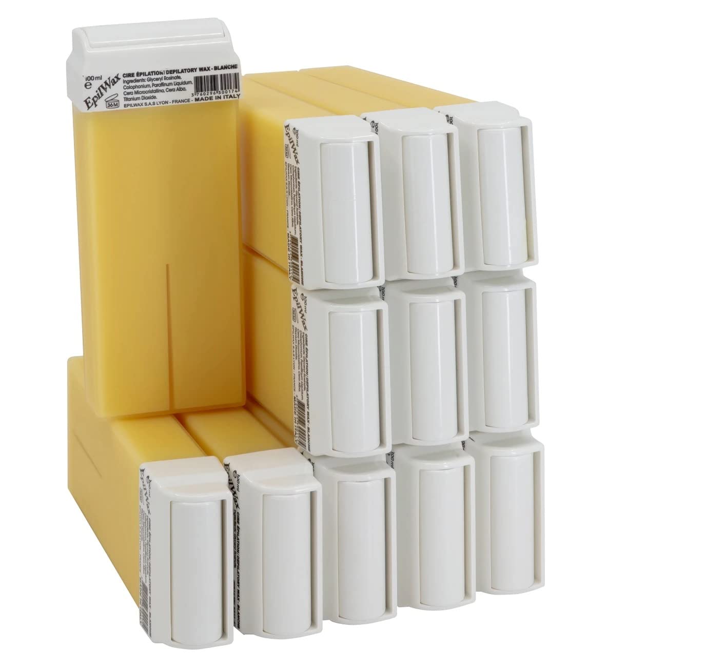 EpilWax Set of Roll-On Cartridges for Hair Removal - Large 100 ml Roll-on Waxing Refills (Vanilla, Set of 12)