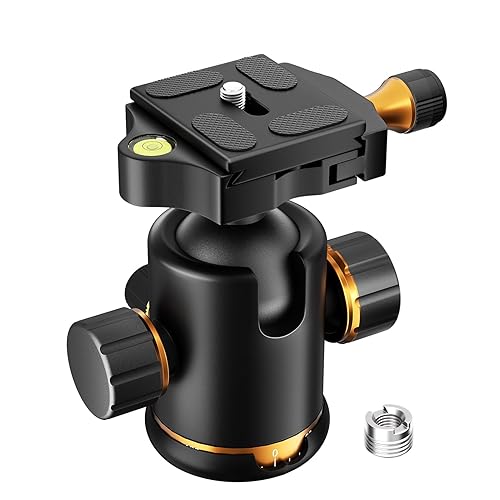 EMART 36mm Camera Tripod Ball Head, 360°Metal Panoramic Low Profile Ballhead with Arca Type Quick Release Plate, 1/4" & 3/8" Screw for Monopod Slider DSLR Camera Camcorder, Vertical Max Load 33lb/15kg
