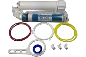 Huining Reverse Osmosis Membrane 50GPD-1812/2012 RO Membrane Housing Kit with 1/4 Quick Connector,Check valve,Water Pipe,Wrench Whole Set for Residential Household Hospital Water Filtration System