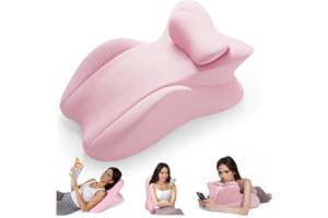 CJC Memory Foam Wedge Pillow for Adults, Multi-Position Support Bed Pillow with Removable Cover for Sleeping Sitting Up Prone Reading Back & Knee Support Leg Elevation (Pink)