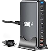 800W USB C Charger,GaN 10 Ports USB Charger,Multiple Plug Fast Charger Laptop Charger,PD Power Adapter Compatible with MacBoo