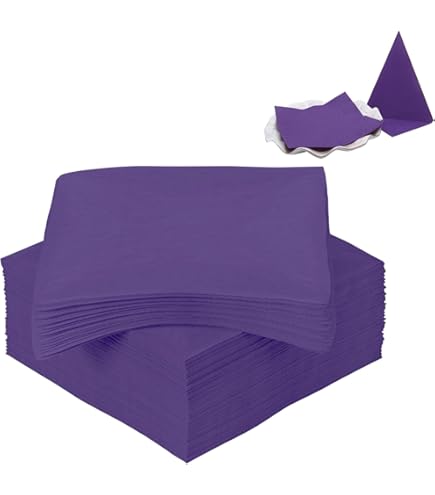50 Count Purple Beverage Napkins - 5 Inch Party Bar Napkins For Celebrations