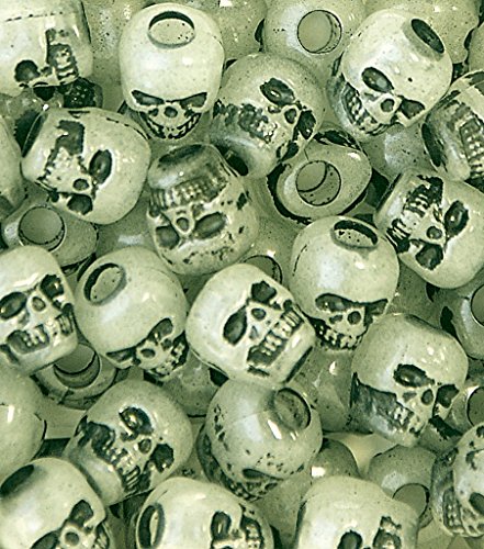 Glow in the Dark Skull Beads for Crafting and Paracord - 10 Pack
