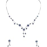 Faship Gorgeous Rhinestone Crystal Floral Necklace Earrings Set