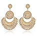 RINHOO Vintage Bohemian Ethnic Gypsy Tassel Large Flower Punk Pearls Drop Dangle Earrings Women Girls Jewelry (Gold)