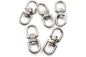 304 Stainless Steel Eye to Eye Swivel Ring,M6 1/4" Key Ring Keychain Connectors for Anchor Chain (5PCS)
