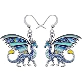 Enamel Alloy Dragon Earrings Fantasy Dinosaur Drop Dangle Fashion Jewelry For Women Charm Gift