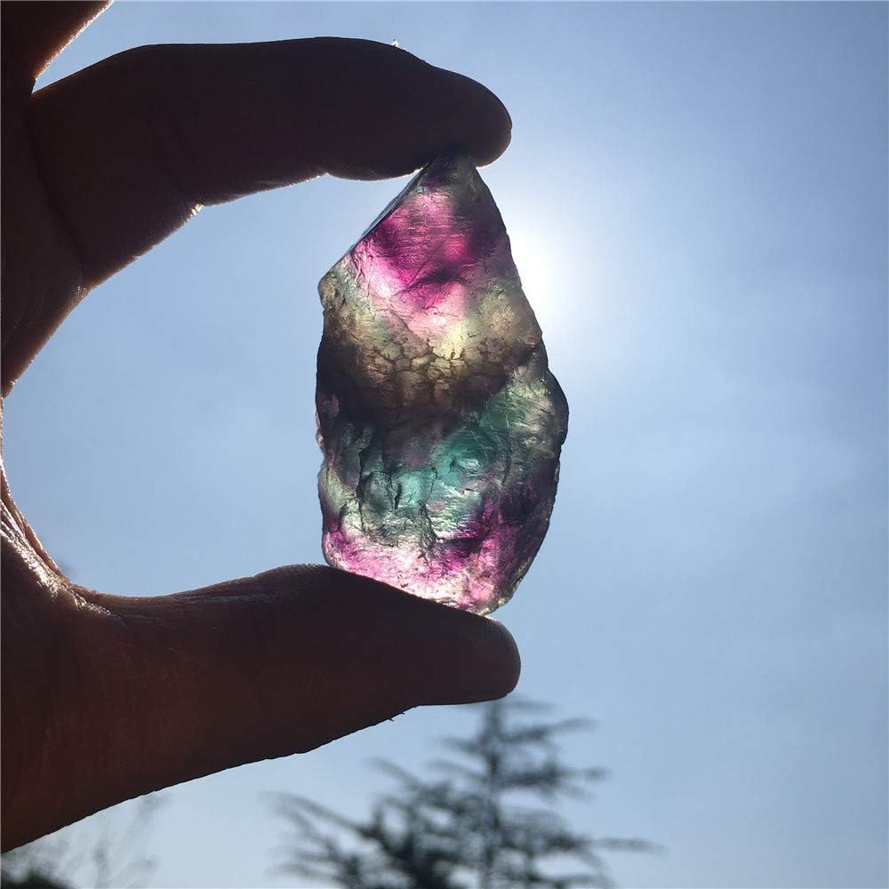 Simurg Raw Fluorite Stone 1lb ''A'' Grade Rainbow Fluorite Rough Crystal - Green Fluorite Rocks for Cabbing, Tumbling, Cutting, Lapidary, Polishing, Reiki Crytsal Healing: Home & Kitchen