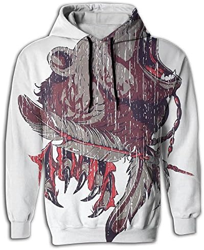 Bear Roar Indian Men Printed Fashion Hooded Sweatshirt With Kangaroo Pocket