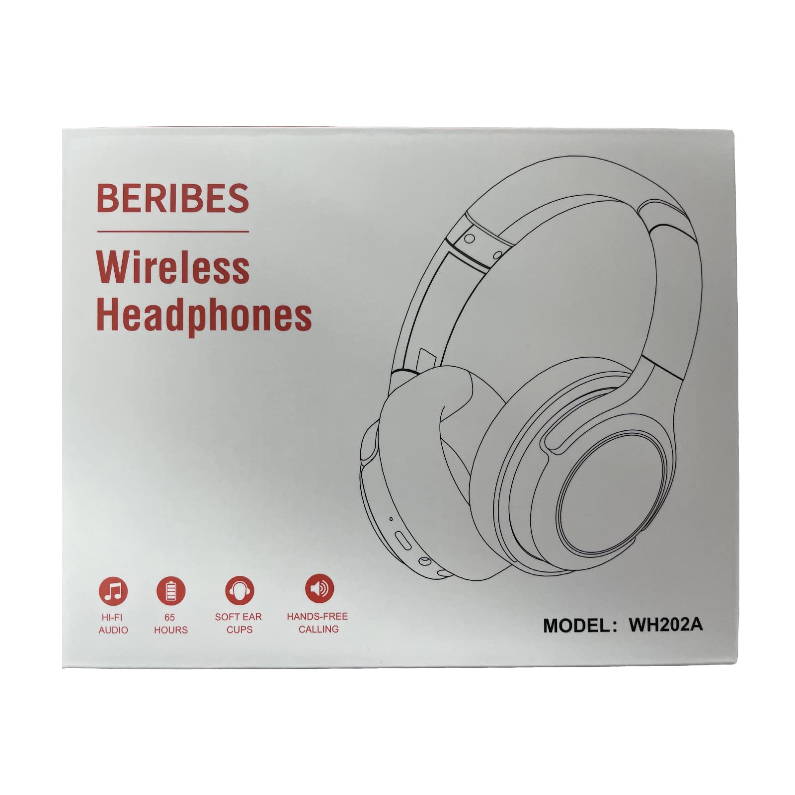 BERIBES Bluetooth Headphones Over Ear, 65H Playtime and 6 EQ Music Modes Wireless Headphones with Microphone, HiFi Stereo Foldable Lightweight Headset, Deep Bass for Home Office Cellphone PC Ect.