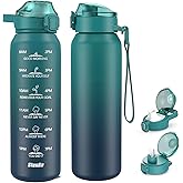 SLUXKE Insulated water bottle with Straw and Chug Lids, 18/10 Stainless Steel 24oz Water Bottle BPA Free, Double Wall Vacuum Wide Mouth Insulated Water Bottle for Men, Women & Kids BLUE BLUE