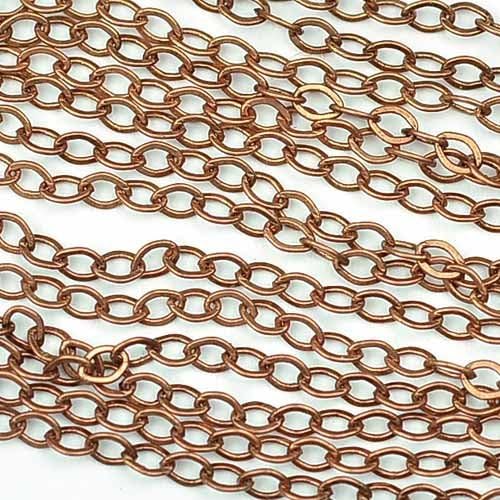 Chainologie Antique Copper Chain_#72: 2.25x1.75mm Tiny Flat Cable Chain (per 6 feet)