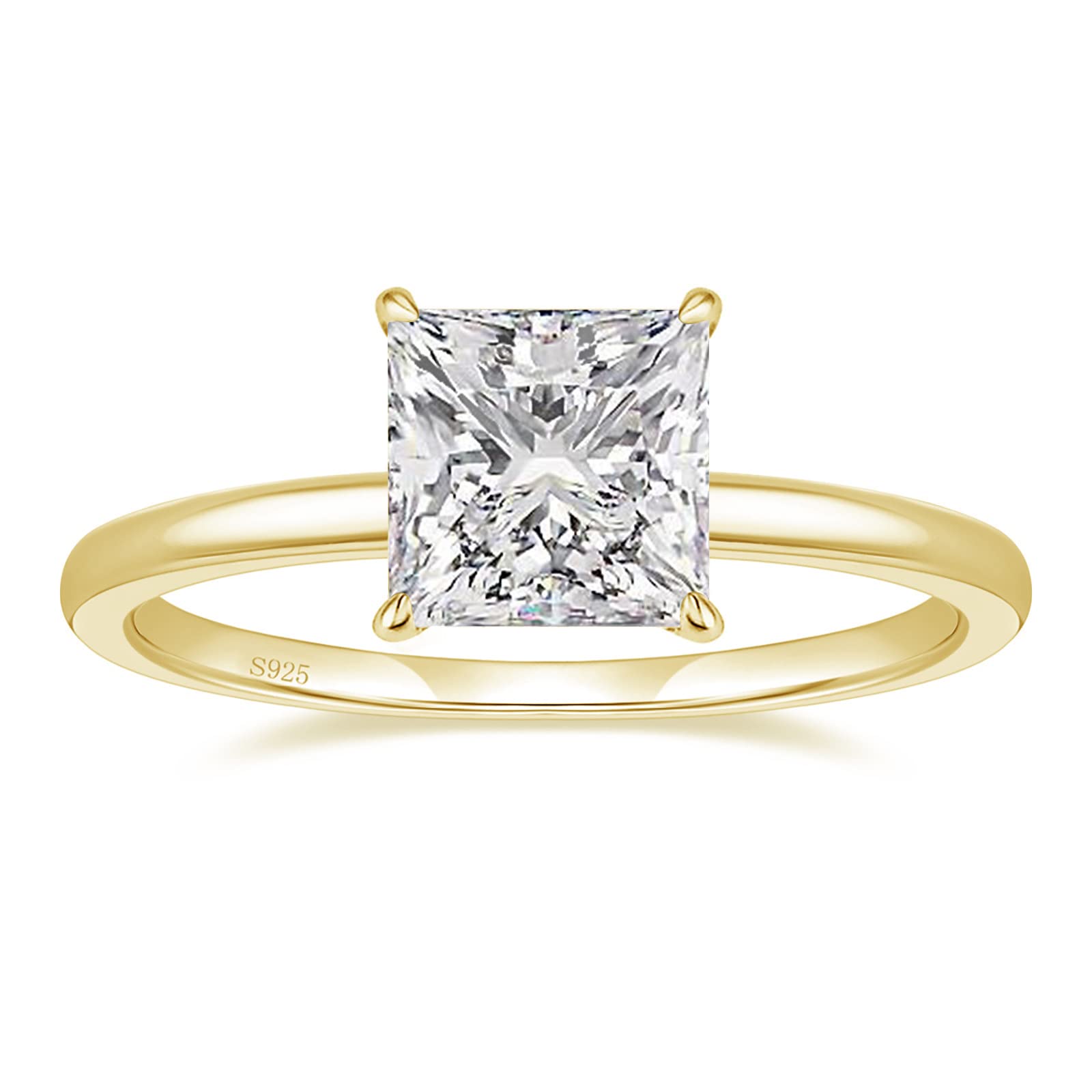 EAMTI 2CT 925 Sterling Silver Gold Engagement Rings