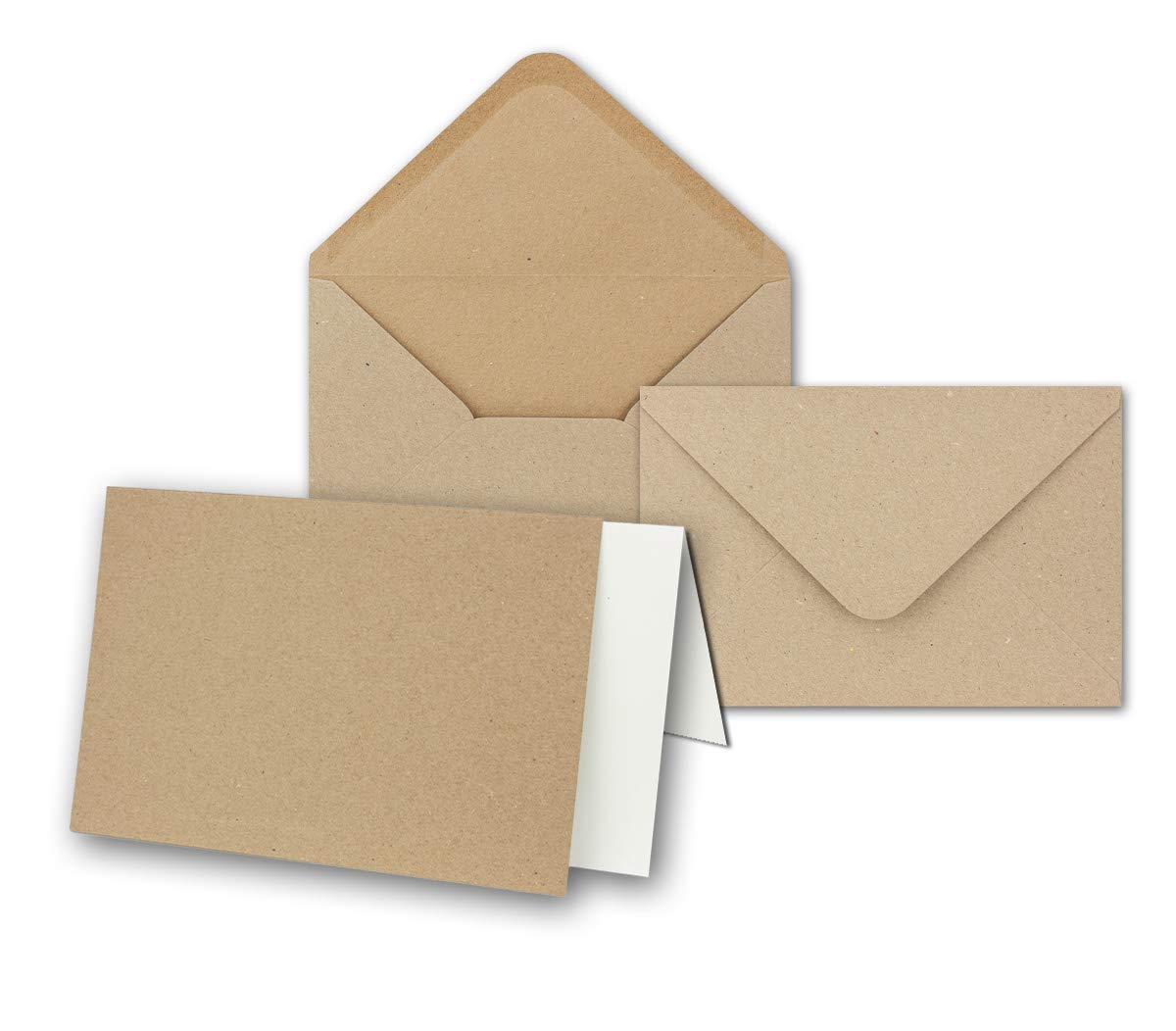 Kraft Paper Cards Including Envelopes and Inserts, Set of Recycled Invitation Cards in Brown, DIN B6 25 Stück brown