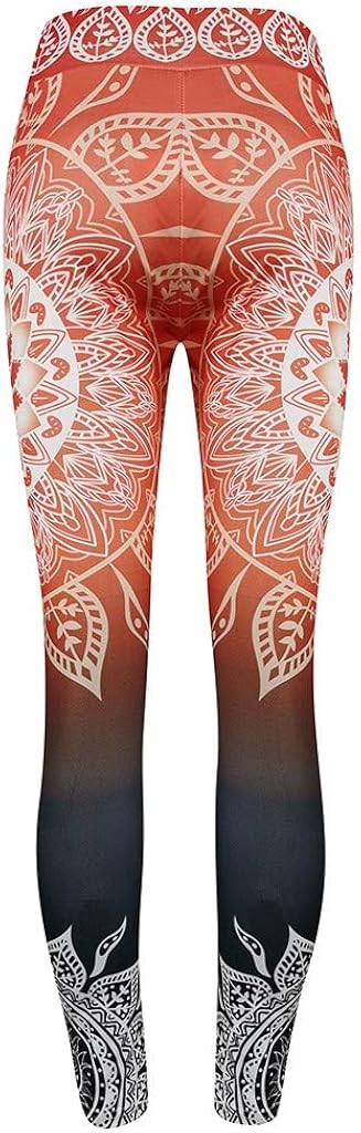 VEZAD Store Women's Tummy Control Yoga Pants Exercise Fitness Printed High-Waist Leggings: Clothing
