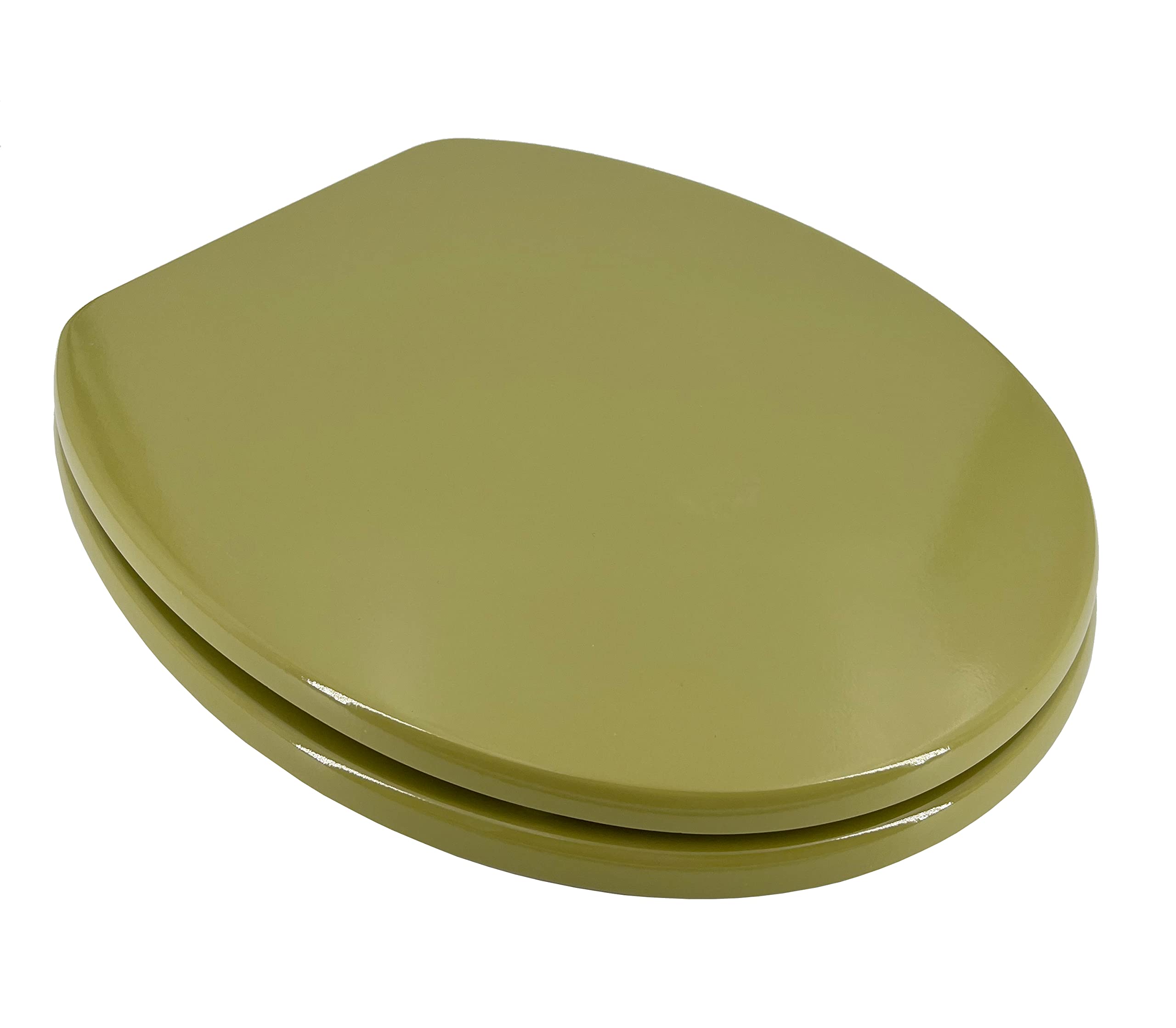 ADOB wooden core toilet seat green, adjustable brass chrom hinges, 85074