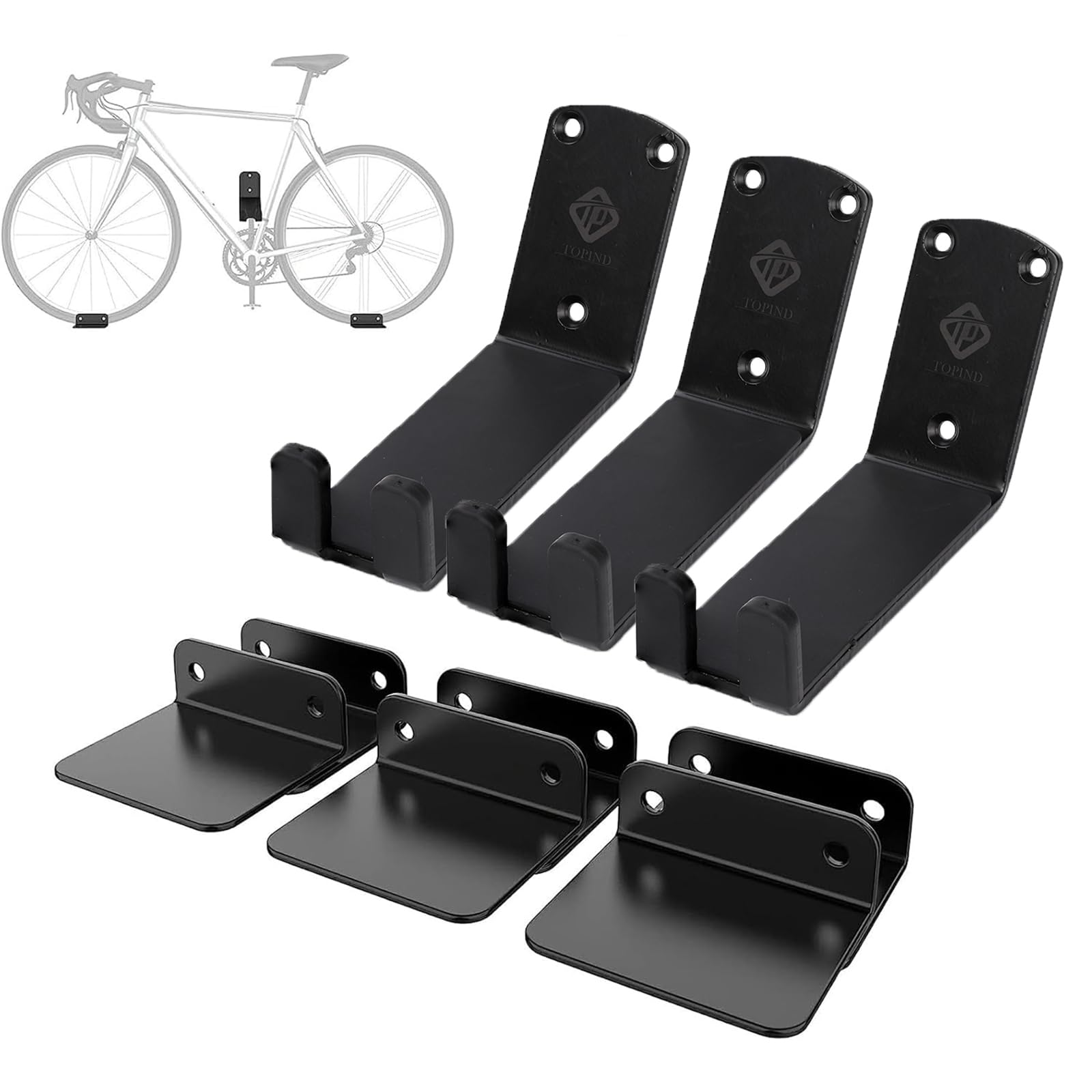 TOPIND Bike Rack Wall Mount, Mount Bike Rack for Garage, Bike Storage Hanger Bicycle, Vertical Heavy Duty Bike Hooks with Rubber Pad for Wall (3pcs)