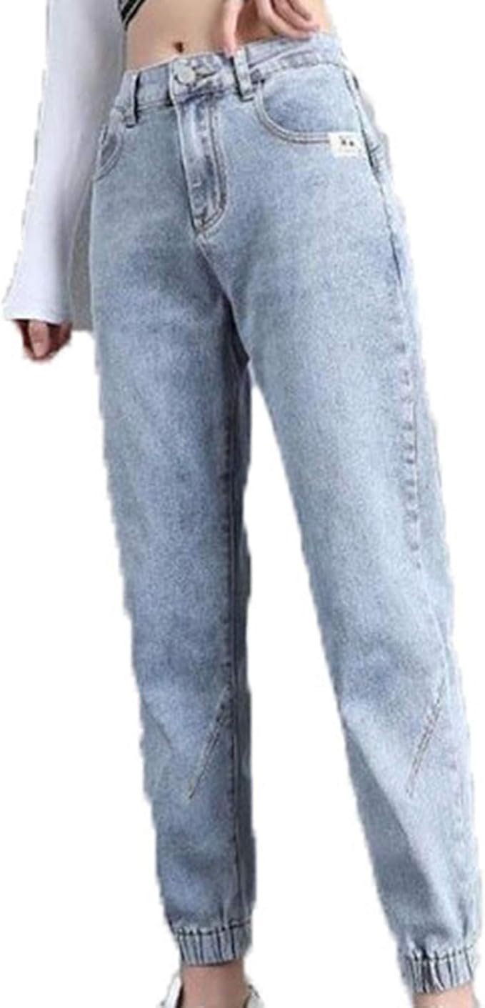 Amazon.com: HiiWorld Women's Denim Trousers Streetwear Baggy Ankle-Length Jeans for Spring Wild 