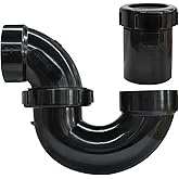 LESSO P Trap with Threaded Adapter Ring,1-1/2" Leak & Odor Proof Drain Kits for Bathroom/Kitchen/RV Sink Drain, ABS P Trap