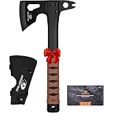 MOSSY OAK 12" Camping Axe and Survival Hatchet with Sheath | Outdoor Multitool Hatchet w/ Hex Wrench Slots, Non-Slip Dual-Color Handle, Small Camping Gear for Hiking, Chopping, Hunting