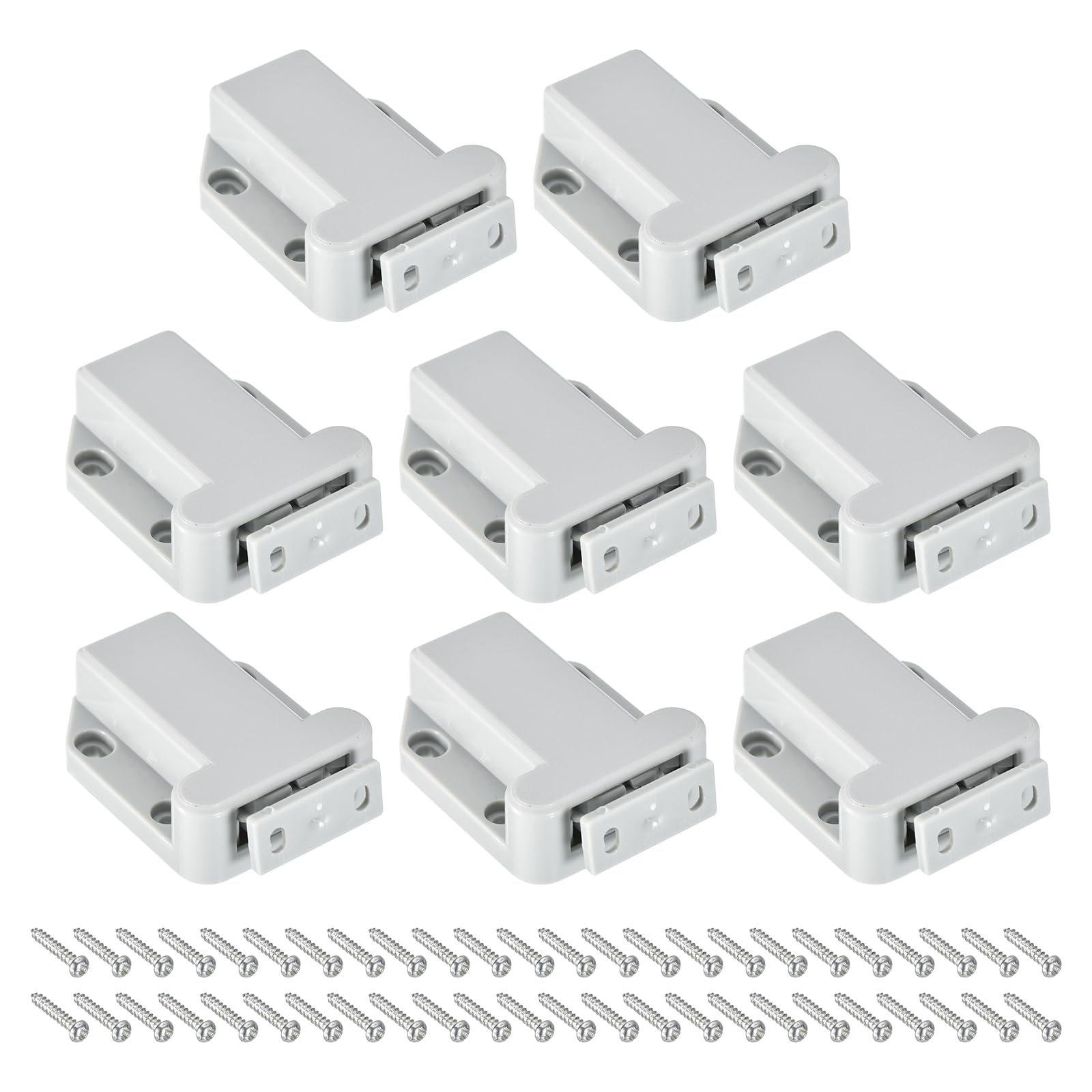 uxcell 8 Set Push to Open Door Catch ABS Automatic Spring Loaded Push-in Touch Catches for Cabinet Cupboard Door (Grey)