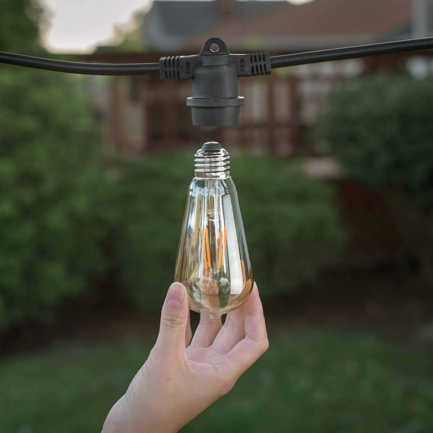 Mr Beams 4W ST58 Bulb Nostalgic Vintage Edison LED Weatherproof Outdoor String Lights, 24 feet, Black - - 