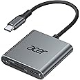 Acer SD 4.0 Card Reader, UHS-II Micro SD Reader USB C, Dual Slot Type C Memory Card Adapter with 100W PD Port for MicroSD SDXC SDHC UHS-II & UHS-I for iPhone 15/16, Laptop, MacBook(Grey)