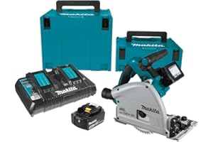 Makita XPS01PTJ 18-Volt X2 LXT Lithium-Ion (36V) Brushless Cordless 6-1/2 inch Plunge Circular Saw Kit (5.0Ah) with 199140-0 39 inch Guide Rail(Sold separately)