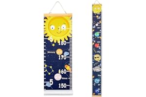 Beinou Baby Growth Chart for Wall Height Chart for Kids Wood Frame Measure Ruler 7.9in x 79in Canvas Hanging Height Measurement for Wall Decor