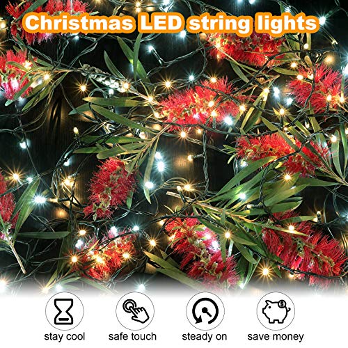 iMato Christmas Lights, 66ft 200 LED String Tree Lights Outdoor Indoor,8 Modes Waterproof Christmas String Light,Dimmable Safe Adapter Remote Decorative Light String for Wedding Parties (Yellow)