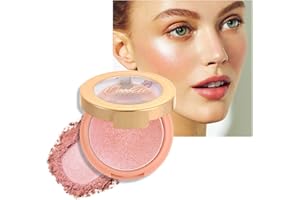 OULAC Pink Lumious Blush Makeup| 2 in 1 Powdery Blush & Highlighter| Shimmer Metallic Glow| Shape & Highlight Face| Cruelty-Free & Highlight Bling| F06 Pinky Ice