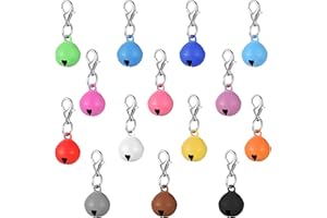 BOHUIZ 14 Pack Pet Bells for Dog Cat, Charms Colourful Pet Small Bells with Clasps, Round Bell with Loud Crisp Sound, Bell Pets Collar Accessories for Collars Stainless Steel Keychain for Pets