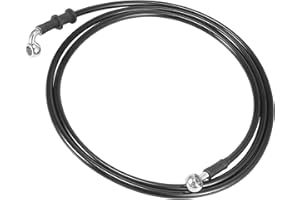 Motoforti Universal 190cm 74.8" Motorcycle Brake Clutch Oil Hose Line Pipe Hydraulic Reinforced Stainless Steel Braided Black