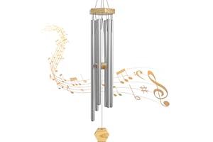 Nowpis Large Aluminium Wind Chimes for Outdoor, 41'' Silver Deep Tone Soothing Melodic Outside Windchimes for Garden Decor, Patio, Housewarming Gifts for New House, Gift for Unisex.
