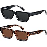 ANDWOOD Thick Frame Rectangle Sunglasses Mens Womens Chunky Retro Sun glasses Simple Designer Rectangular Shades