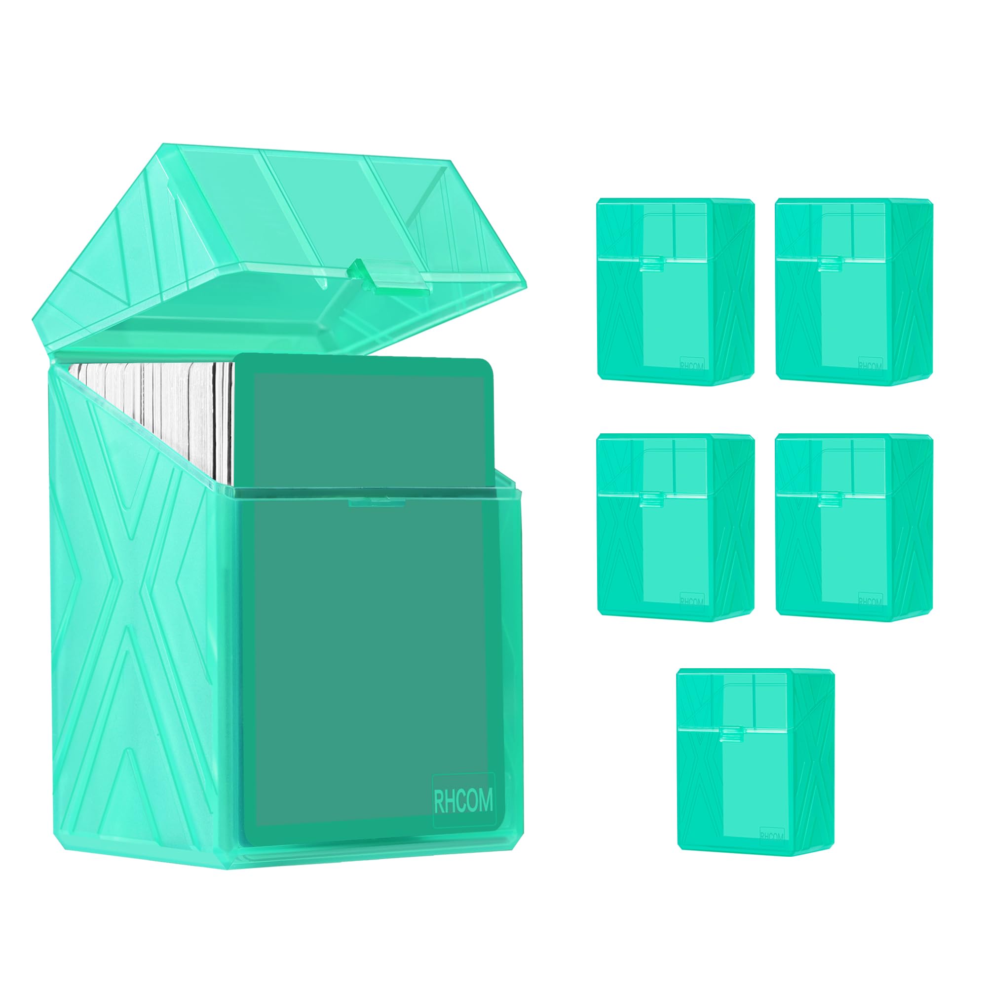 RHCOM 6-Pack Card Case, Plastic Card Case for Trading Cards, Sturdy Card Organizer for 100+ Sleeve Cards, Card Organizer for MTG, Sports Cards (Green)