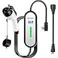 Level 1 Level2 EV Charger 16 Amp 110-240 V,17 ft Cable, Portable Electric Vehicle Charger with NEMA5-15P & 6-20 Plug Compatible for SEA J1772 EV Cars for Home and Outdoor (White)