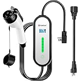 Level 1 Level2 EV Charger 16 Amp 110-240 V,17 ft Cable, Portable Electric Vehicle Charger with NEMA5-15P & 6-20 Plug Compatible for SEA J1772 EV Cars for Home and Outdoor (White)