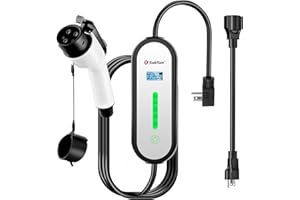 SUBSUN Level 1 Level2 EV Charger 16 Amp 110-240 V,17 ft Cable, Portable Electric Vehicle Charger with NEMA5-15P & 6-20 Plug Compatible for SEA J1772 EV Cars for Home and Outdoor (White)