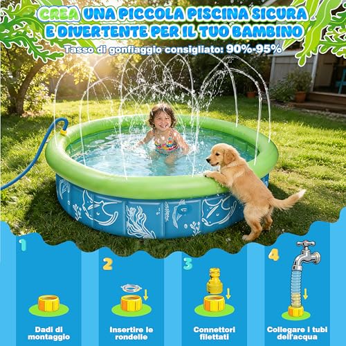 Cheffery Pop-Up 4-in-1 Children's Pool, Beach Tent with Water Sprays, Newborn Beach Pool with Anti-UV SPF 50+, Portable Tent for Garden, Beach and Picnic (100 x 30 cm)