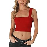 NIKIBIKI Women Seamless Shirred Square Neck Crop Top, Made in U.S.A, One Size