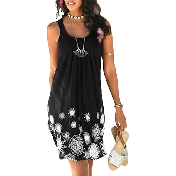 HHmei Women's Vintage Dot Flare Dress - Sleeveless Retro Knee Length Dress