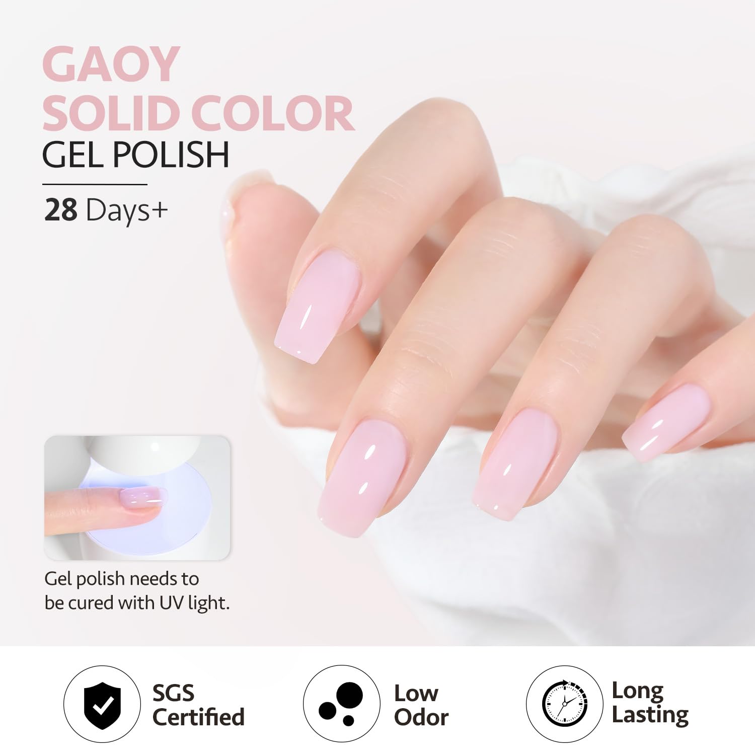 GAOY Baby Pink Gel Nail Polish, 16ml Soak Off UV Light Cure Gel Polish for Nail Art DIY Manicure at Home, Color 1525 - Image 6