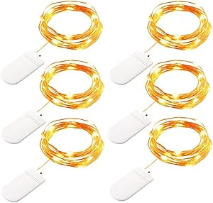 GDEALER 6 Pack Fairy String Lights 7.2ft 20 Led Starry String Lights Battery Powered Christmas Lights Copper Wire Lights Firefly Lights for DIY Christmas Decor Lights Warm White