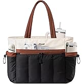 LOVEVOOK Puffer Laptop Bag for Women, Ultra-Lightweight Work Bag Tote w/Organized Compartments, 15.6/17.3“, for Travel&Work